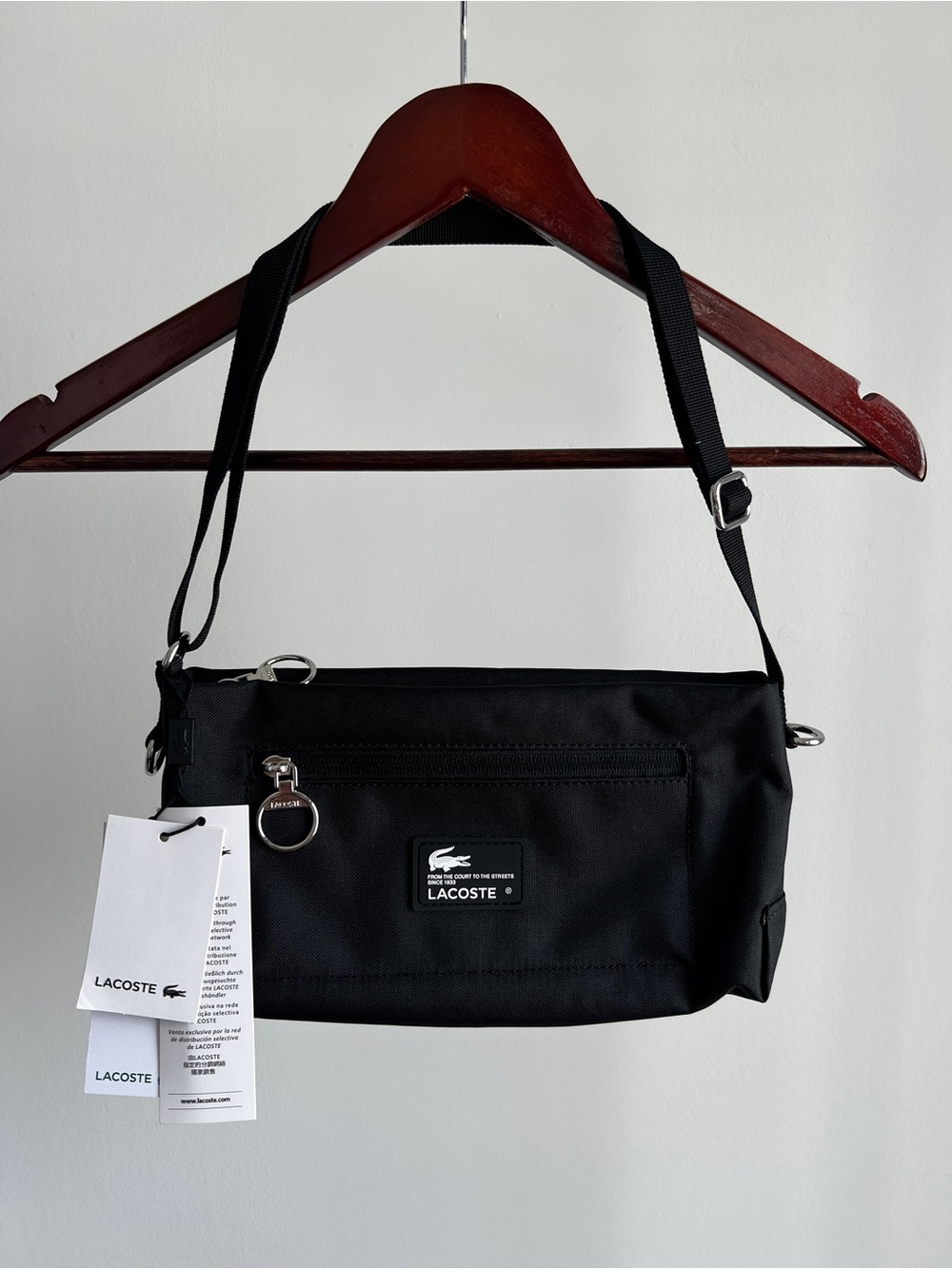 Lacoste New Unisex Recycled Fiber Bag with Zipper